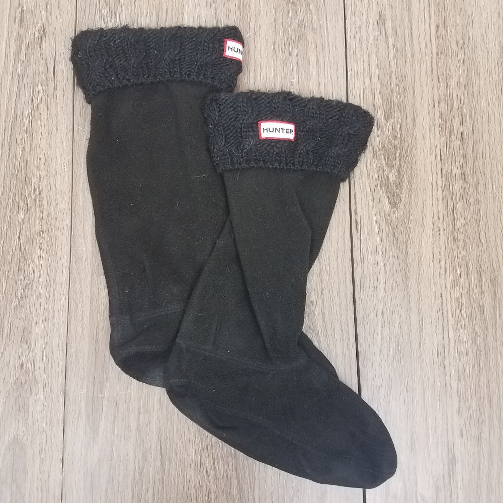 Hunter Fleece cable knit boot liners, black‎ M 5-7